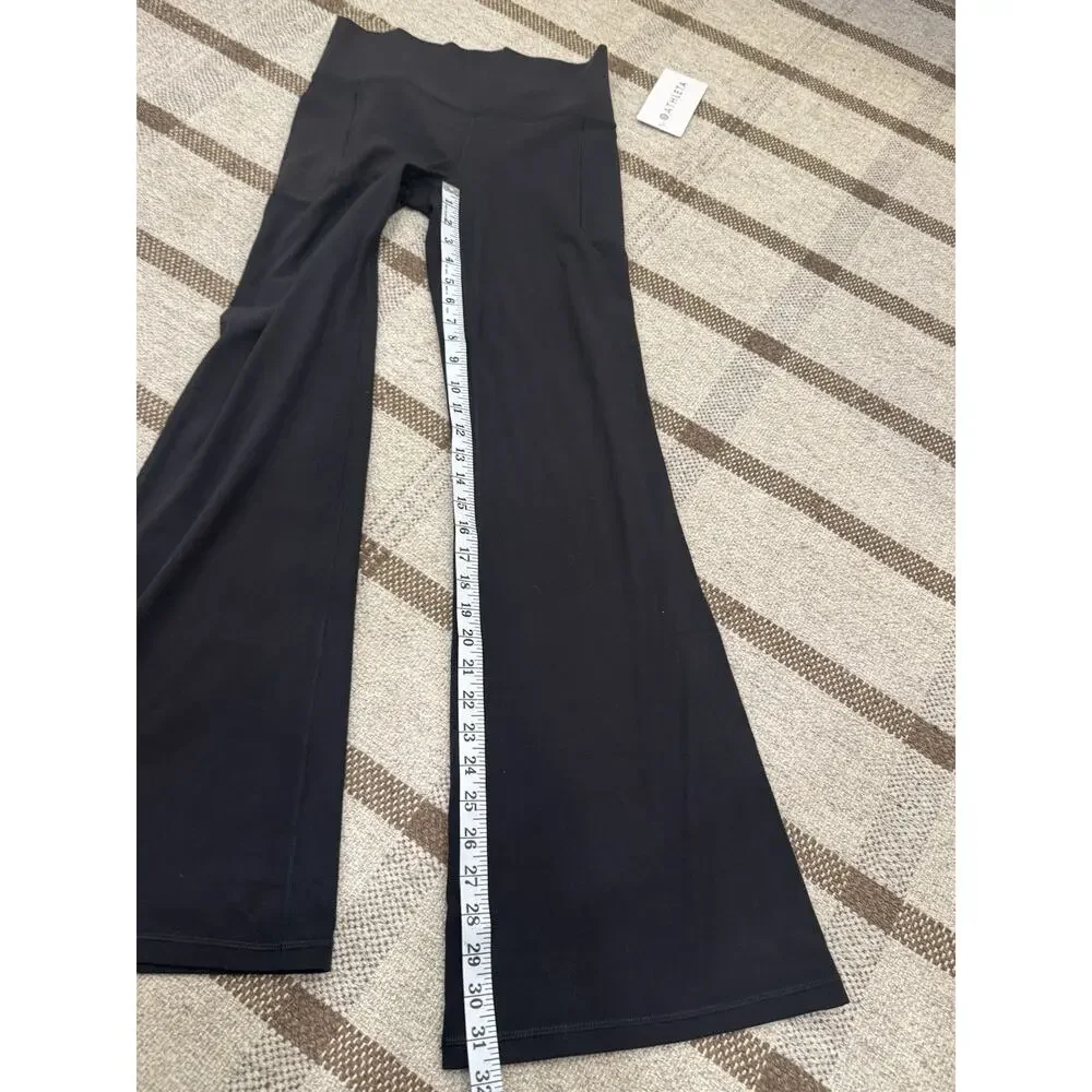 Athleta Salutation Stash Flare Pants Black Medium Women’s New - Picture 4 of 5